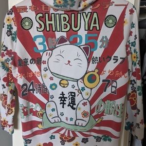 Lucky cat embroidered hoodie